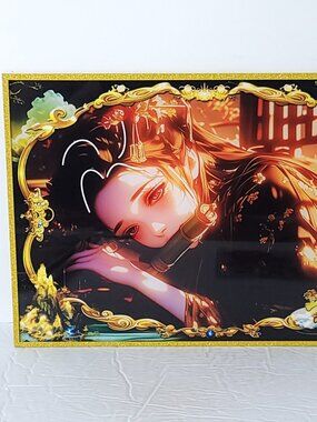 Nezuko Gold Chinese Art Style Oversized Waifu Girl Card A4 Acrylic 11" x 8"